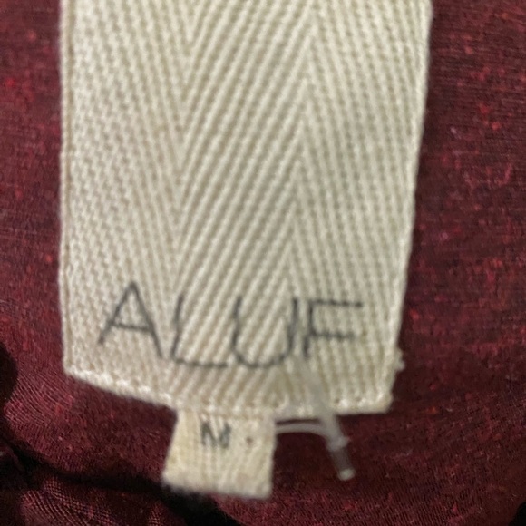 ALUF Brazilian Designer Docs Burgundy Pleated Barrel Leg Cottagecore Jumpsuit M - Picture 3 of 16